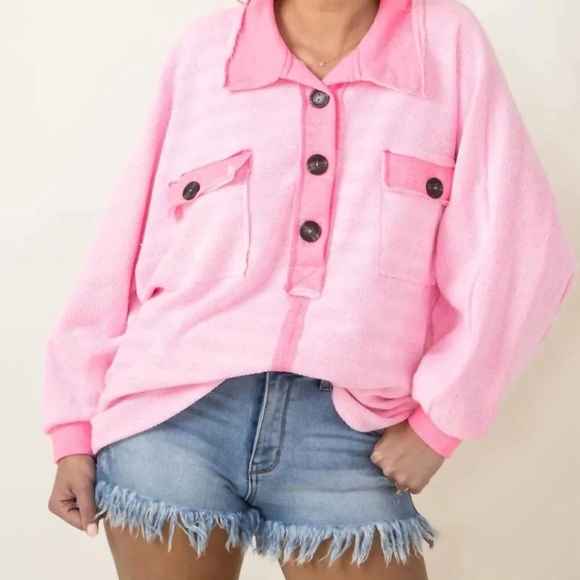 BUCKETLIST Tops - BUCKETLIST Pink Button-Up Top